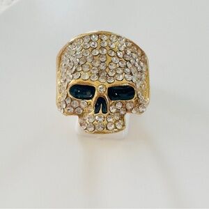 14K Gold Plated Men’s Skull Ring with Rhinestones. New
